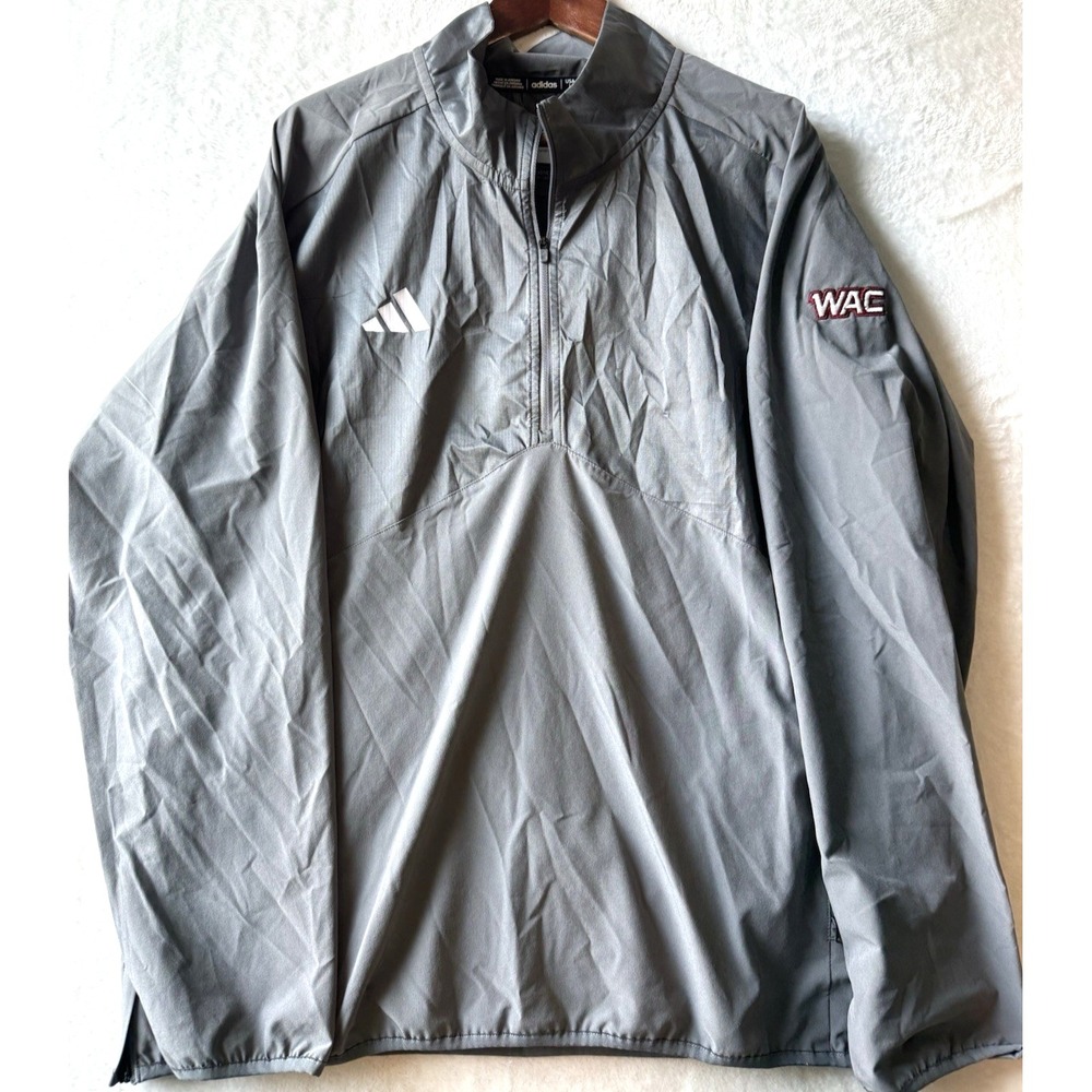 Adidas lightweight 1/4 zip pullover windbreaker  Lg Gray WAC Player Issued Golf